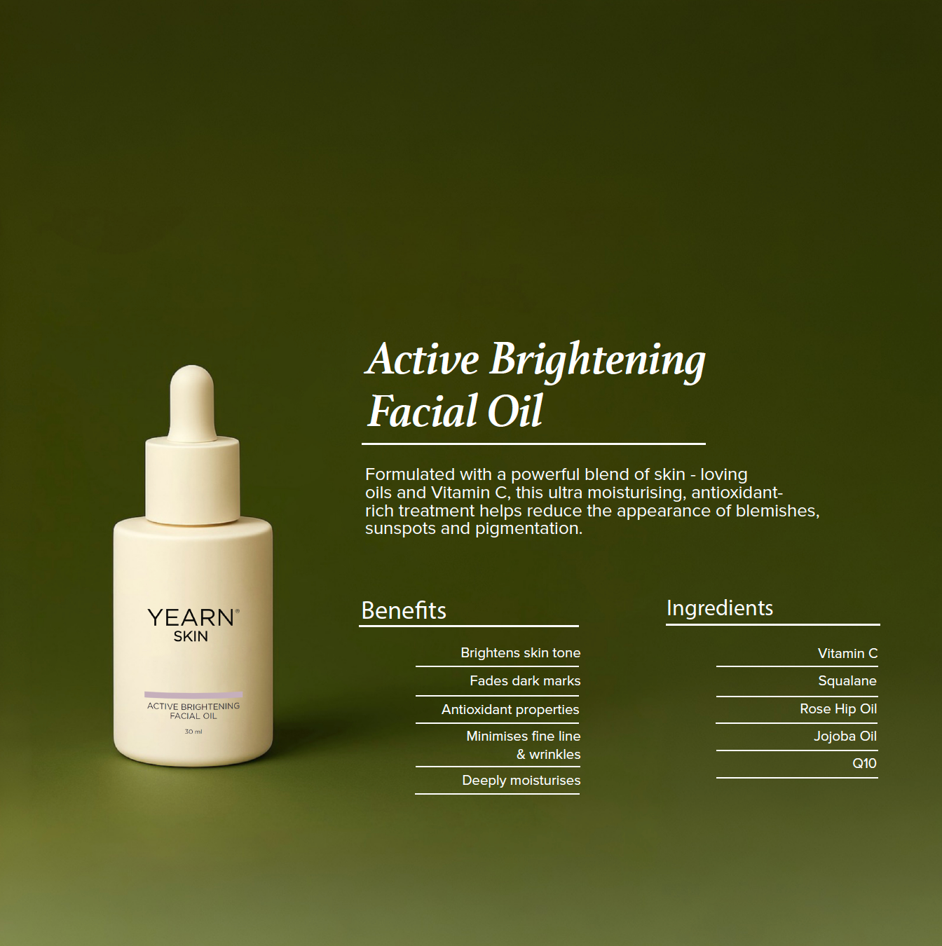 Active Brightening Facial Oil, 30 ml