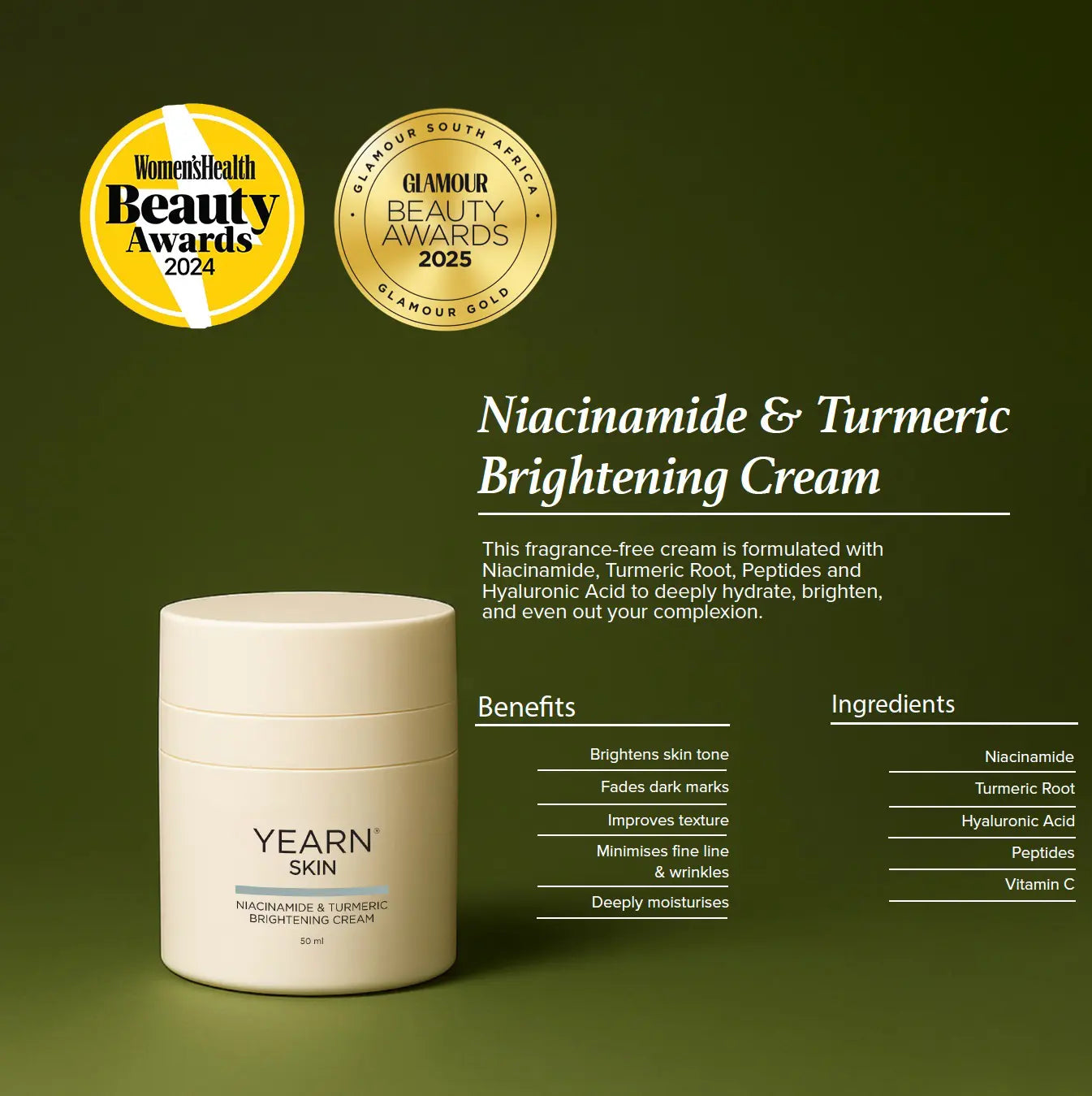 Niacinamide and Turmeric Brightening Cream, 50 ml
